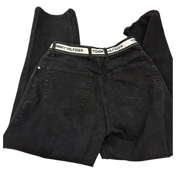 Tommy Hilfiger VTG Y2K Black Men’s Denim Jeans Logo Spell Out Band 33 X 34 - Picture 4 of 4